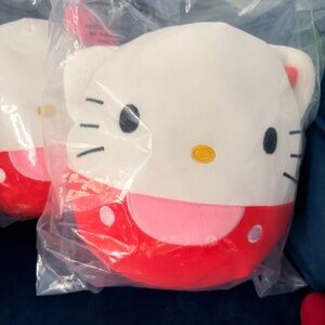 Squishmallows Original Sanrio 8-Inch Hello Kitty with Red Overalls